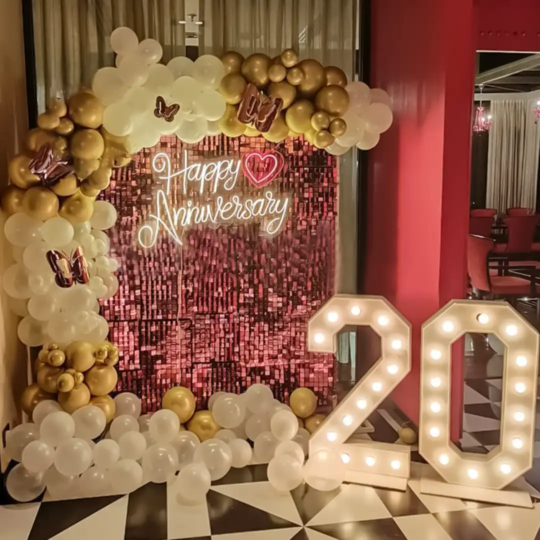 Rosegold Sequin Anniversary Decor