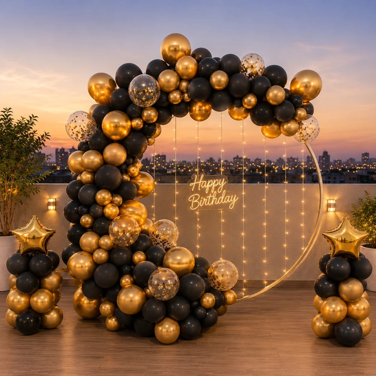 Birthday_balloon_ring_decoration_on_terrace Birthday Balloon - Image 1